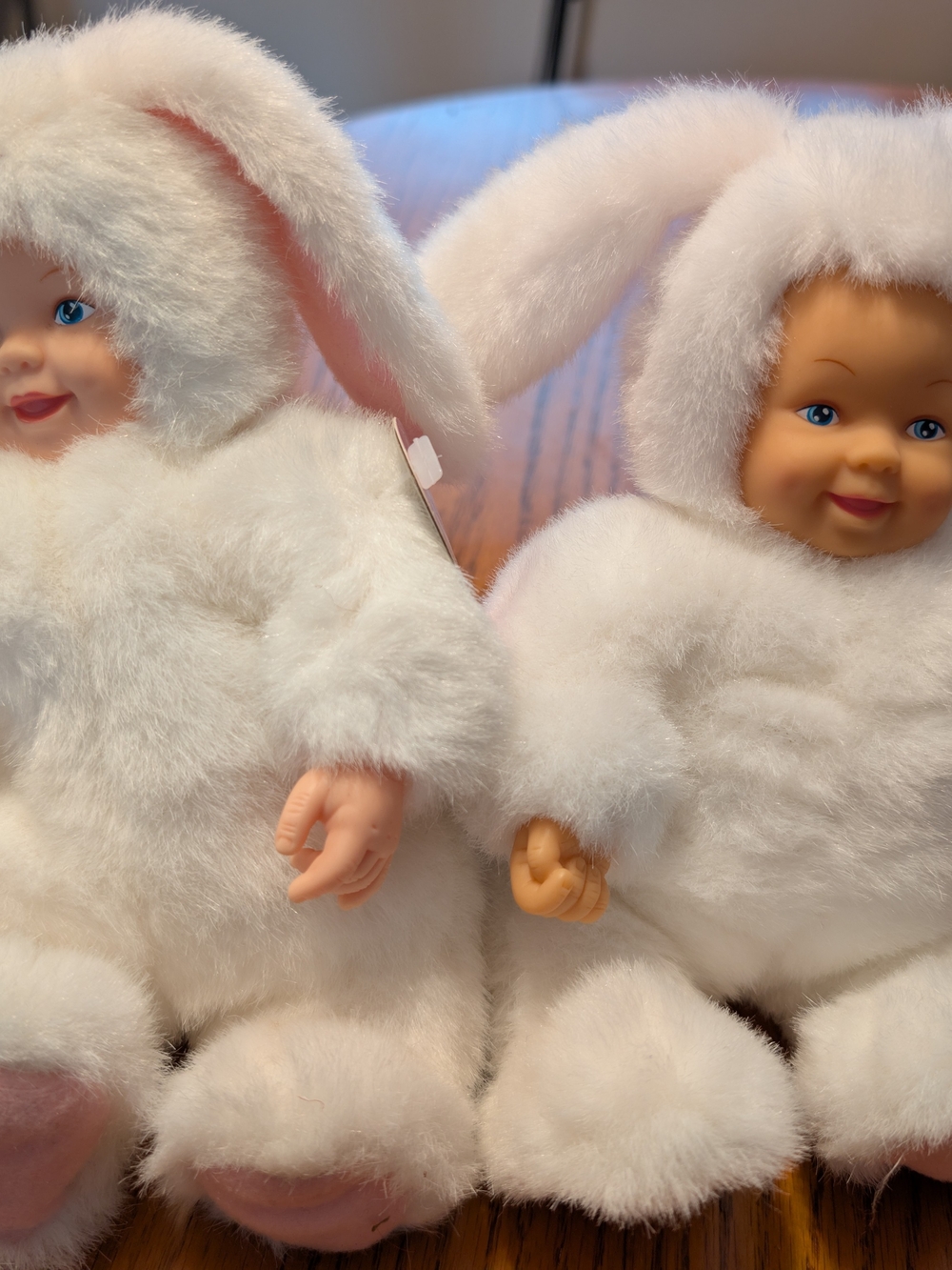 Anne Geddes Baby Bunny Dolls in Soft White Fur - Collectors Item. NWT